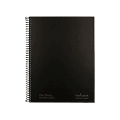 Caderno espiral navigator a4 micro capa forrada 120 f 80 gr quadricula 5mm 5 bandas 4 furos cor preto