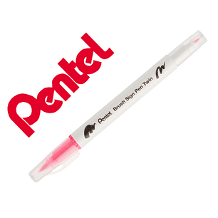 Pincel pentel brush sign pen com ponta dupla cor carmim