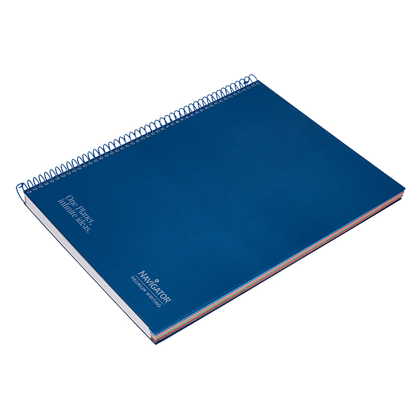 Caderno espiral navigator a4 micro capa forrada 120 f 80 gr quadricula 5mm 5 bandas 4 furos cor azul marinho 5