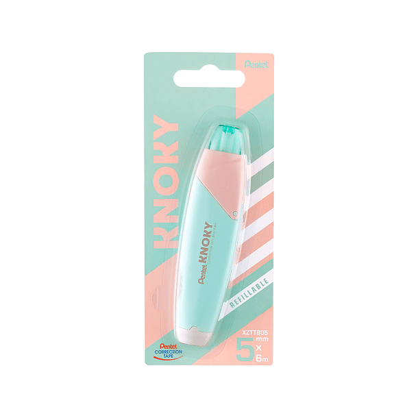 Corretor de fita pentel knoky 5mmx6m cor pastel verde 3