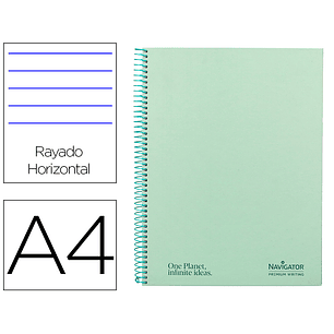 Caderno espiral navigator a4 micro capa forrada 120 f 80 gr pautado 5 bandas 4 furos cor menta