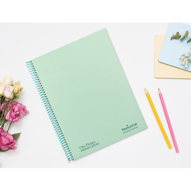 Caderno espiral navigator a4 micro capa forrada 120 f 80 gr pautado 5 bandas 4 furos cor menta 10