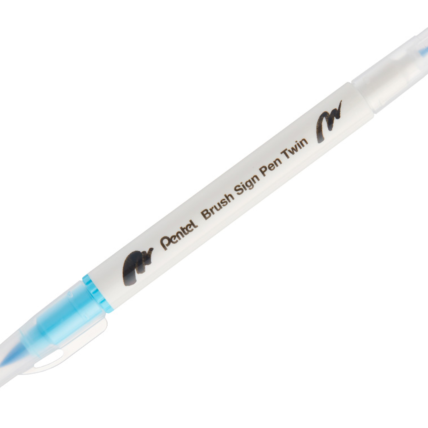 Pincel pentel brush sign pen com ponta dupla cor azul bebe 1