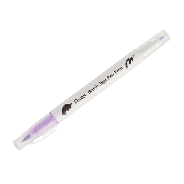 Pincel pentel brush sign pen com ponta dupla cor roxo heliotropio 2