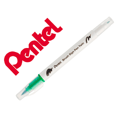 Pincel pentel brush sign pen com ponta dupla cor verde claro