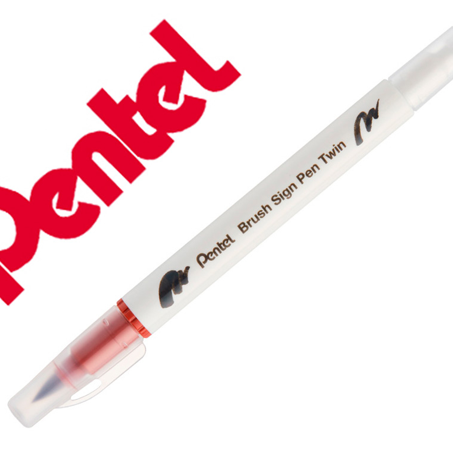 Pincel pentel brush sign pen com ponta dupla cor castanho 2