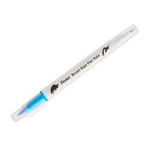 Pincel pentel brush sign pen com ponta dupla cor azul ceu