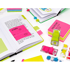 Bloco de notas adesivas milan 76x76 mm removivel plastico translucido rosa fluor 50 folhas