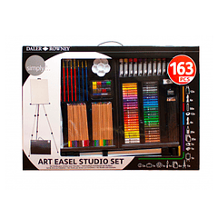 Set de pinturas daler rowney 163 piezas con caballete de aluminio plegable 500x70x727 mm