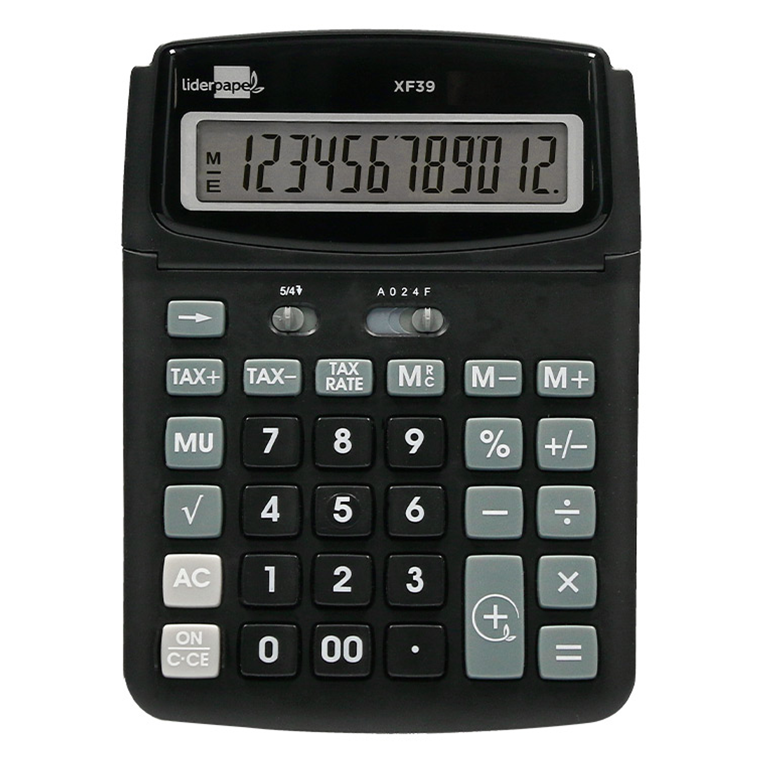 Calculadora liderpapel de secretaria xf39 12 digitos solar e pilhas cor preto 190x140x32 mm 40% plastico reciclado 4