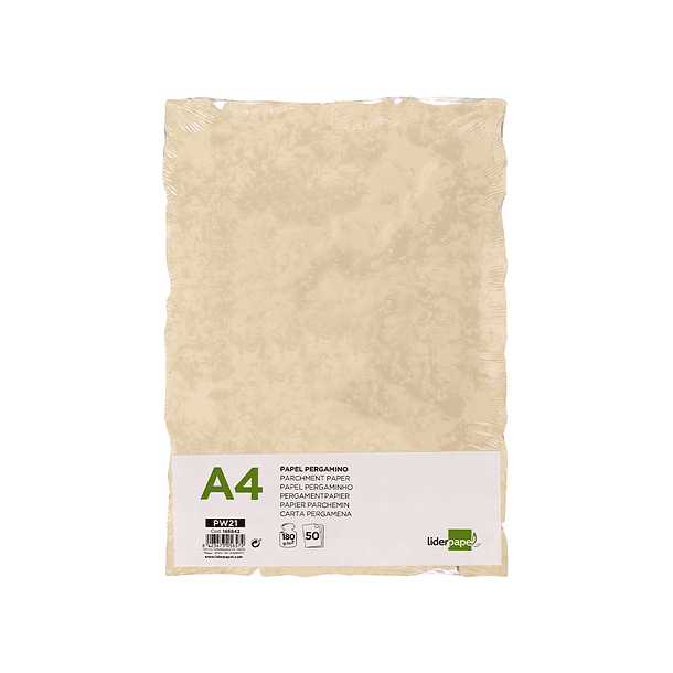 Papel pergaminho liderpapel din a4 com rebordo 180g/m2 cor creme embalagem de 50 folhas 7