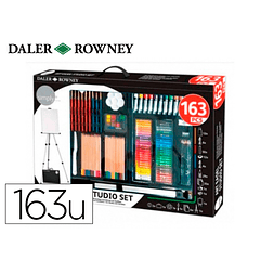 Set de pinturas daler rowney 163 piezas con caballete de aluminio plegable 500x70x727 mm