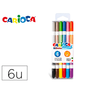 Marcador carioca bi-color blister 6 unidades cores sortidas