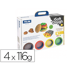 Pasta milan para modelar soft dough casa dos hamburgueres com ferramentas mala com 4 frascos cores sortidas 116 g