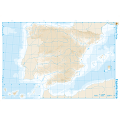 Mapa mudo b/n españa -fisico