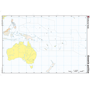 Mapa mudo color oceania -politico