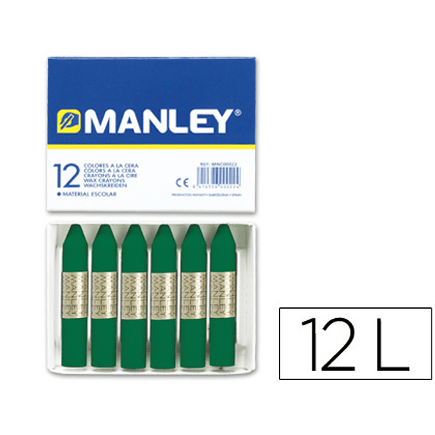 Lapis de cera manley 12 unidades verde-esmeralda 1