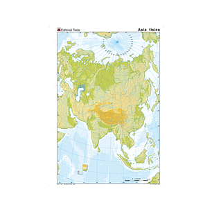 Mapa mudo color asia -fisico