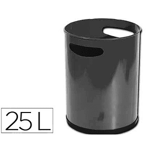 Cesto de papeis sie metalico com pegas preto capacidade 16 litros 32x25 cm