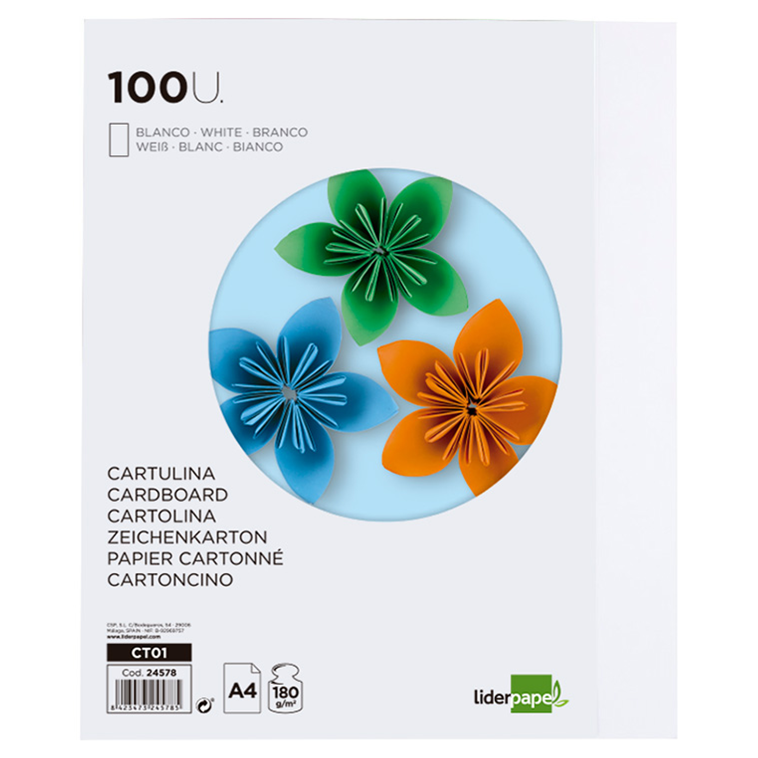 Cartolina liderpapel 180 gr 100 folhas din a4 branco 2