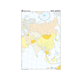 Mapa mudo color asia -politico