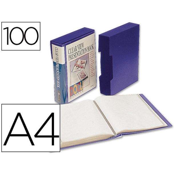 Capa catalogo liderpapel 100 bolsas din a4 azul com caixa 1