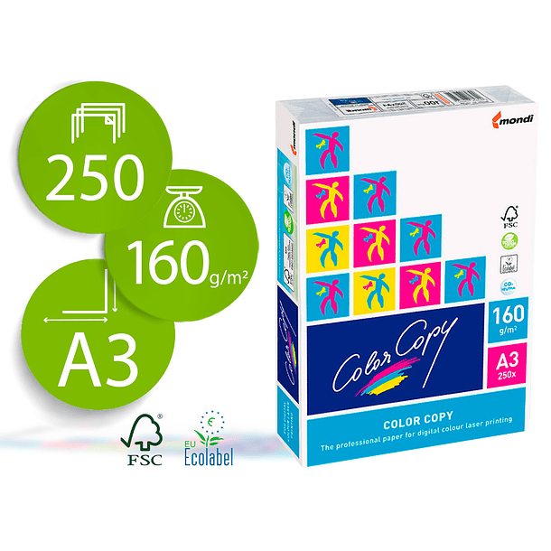 Papel color copy brilhante din a3 250 folhas 160 gr 2