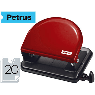 Furador petrus 52 metalico capacidade 20 folhas vermelho