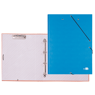 Capa liderpapel 4 aneis frosty com elasticos aba e mini-clip azul