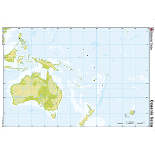 Mapa mudo color oceania -fisico