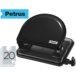 Furador petrus 52 metalico capacidade 20 folhas preto