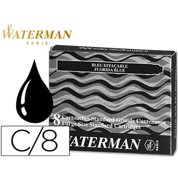 Tinta estilografica waterman pretacaixa 8 cartuchos 1