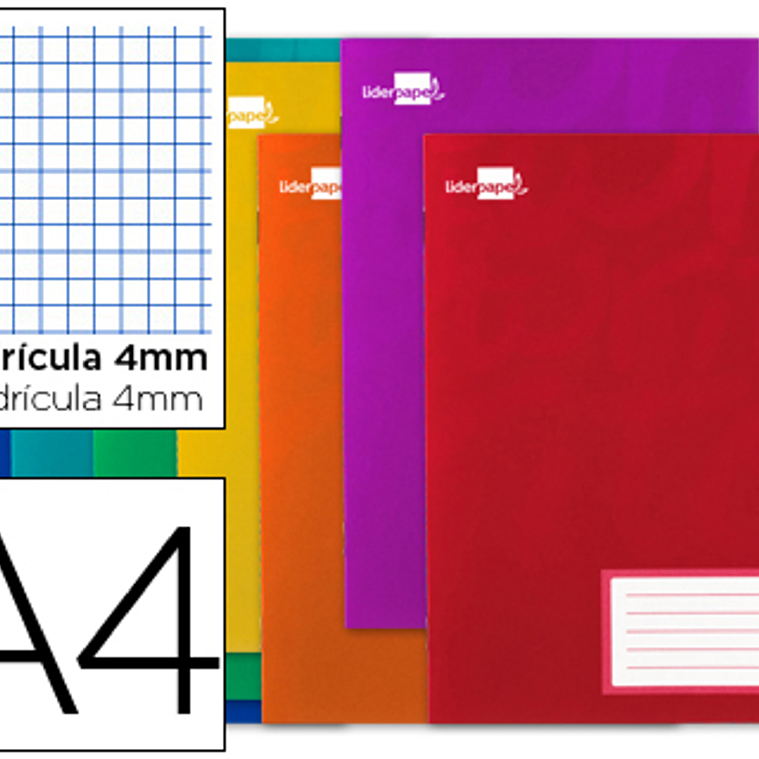 Caderno escolar liderpapel 32 folhas din a4 quadriculado 4mm 1