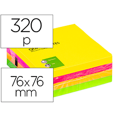 Bloco de notas adesivas q-connect fluorescente 75 x 75 mm