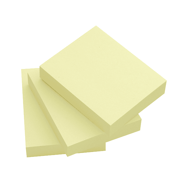 Bloco de notas adesivas q-connect amarelo 38 x 51 mm com 100 folhas pack de 3 blocos 5