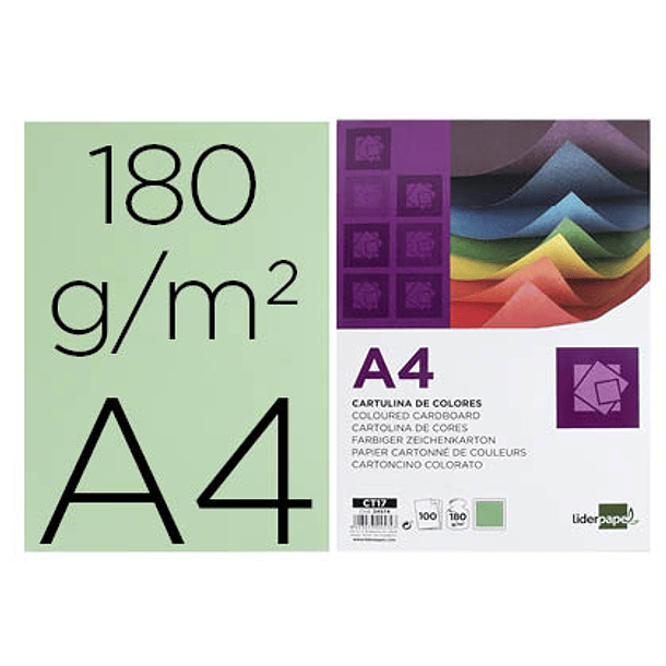 Cartolina liderpapel 180 gr 100 folhas din a4 verde 3