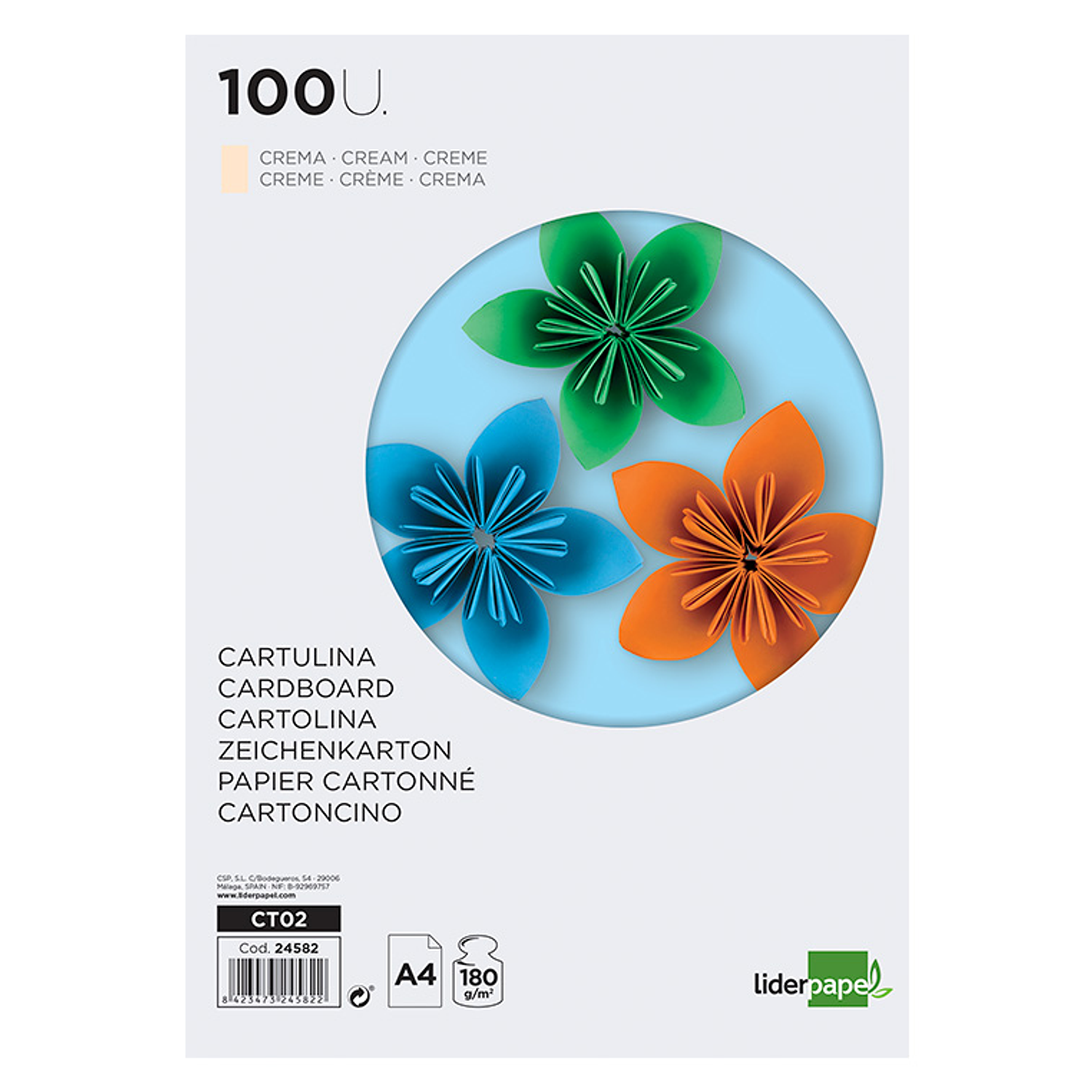 Cartolina liderpapel 180 gr 100 folhas din a4 creme 2