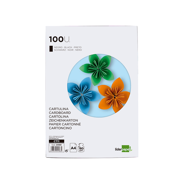 Cartolina liderpapel 180 gr 100 folhas din a4 preto 1