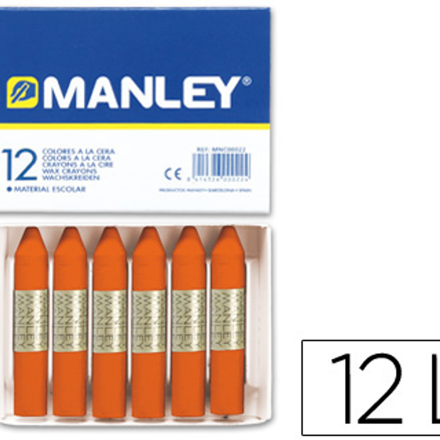 Lapis de cera manley 12 unidades laranja 1