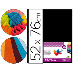 Papel seda liderpapel 52 x 76 cm 18 gr preto pack 25 folhas