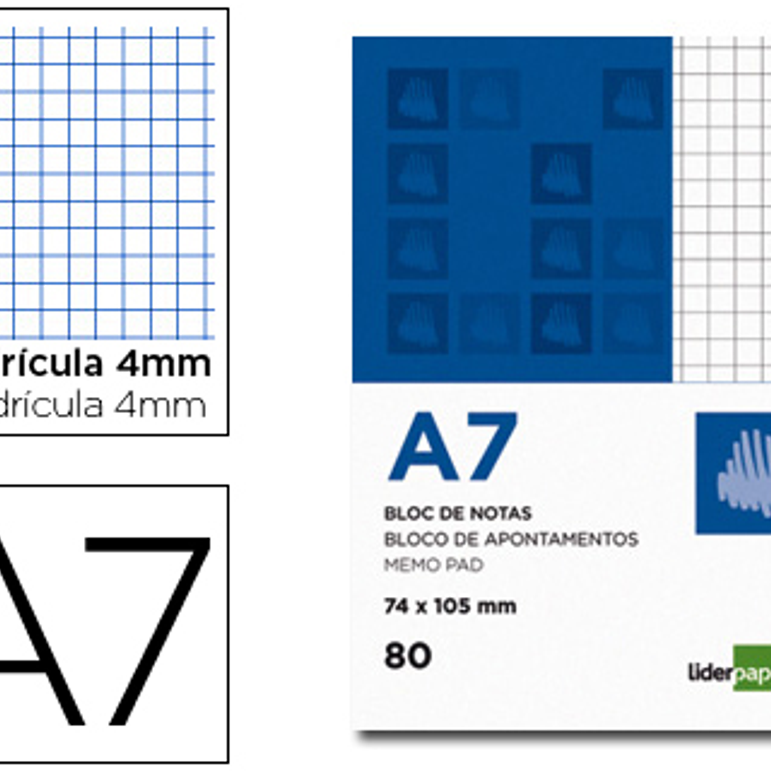 Bloco de apontamentos liderpapel din a7 80 f quadriculado 1