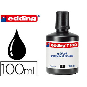 Tinta marcador edding t-100 preto frasco de 100 ml