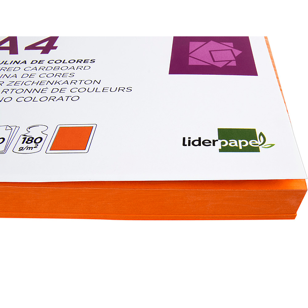 Cartolina liderpapel 180 gr 100 folhas din a4 laranja forte 6