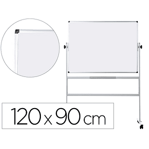 Quadro branco q-connect melamina dupla face-giratorio com rodas 120x90cm