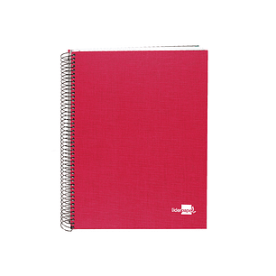 Caderno espiral liderpapel a5 micro papercoat capa forrada 140 f 75 gr quadricula 5mm 5 bandas 6 furos vermelho