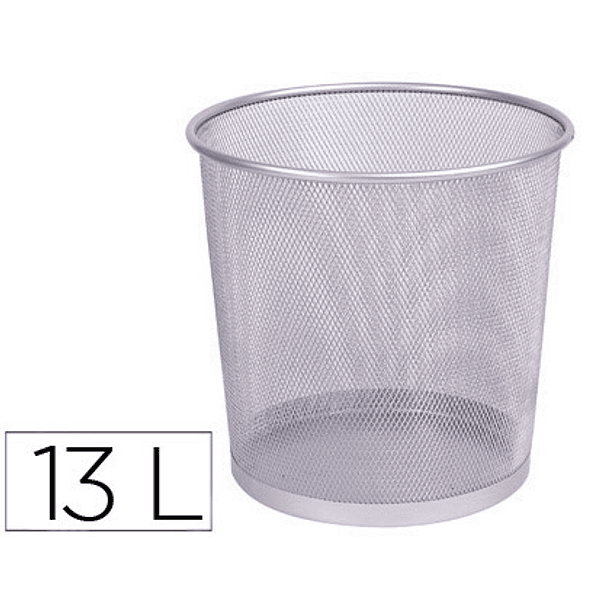 Cesto de papeis q-connect de rede metalico prata capacidade 13 litros 28x26,5 cm 4