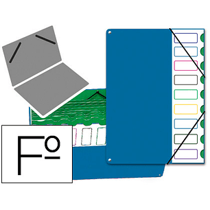 Pasta classificadora com 9 departamentos pardo azul