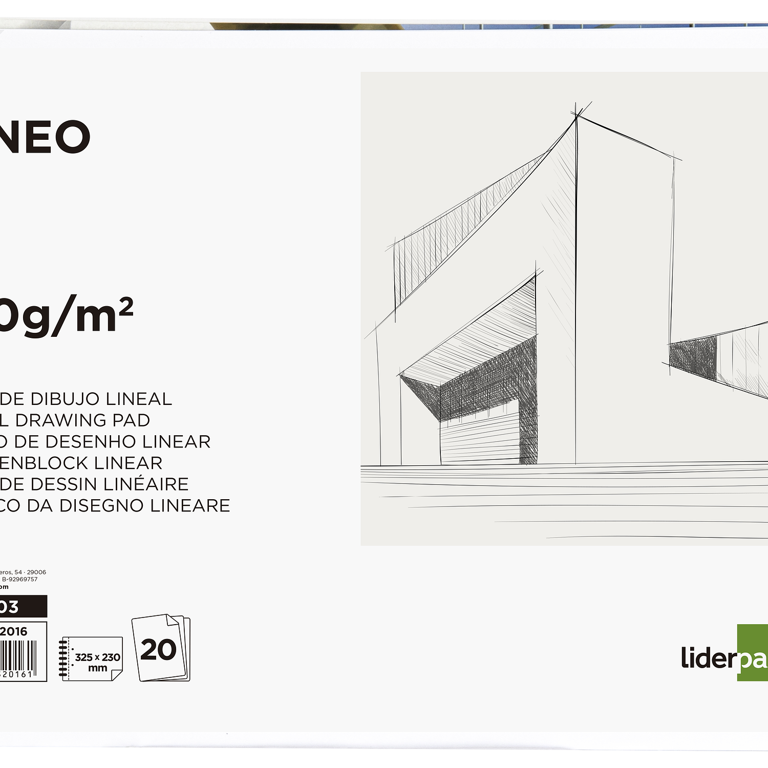 Bloco de desenho liderpapel lineal espiral 230x325mm 20 folhas 130gr com 2 furos perfurado 3