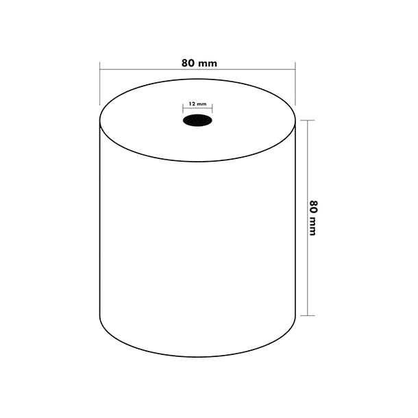 Rolo termico para impressora 80x80x11 mm 58 gr 5