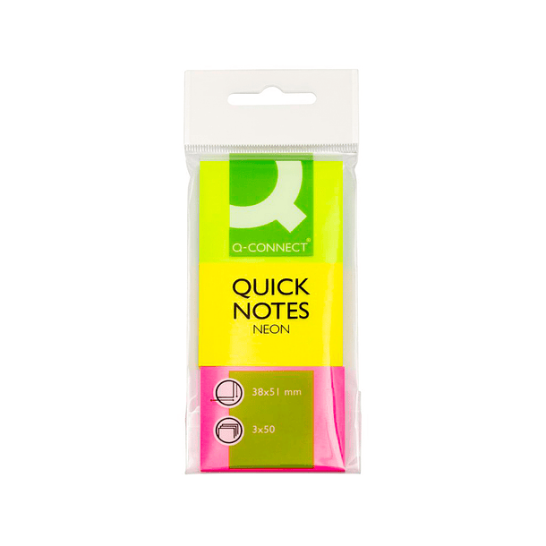 Bloco de notas adesivas q-connect fluorescente 40 x 50 mm 1